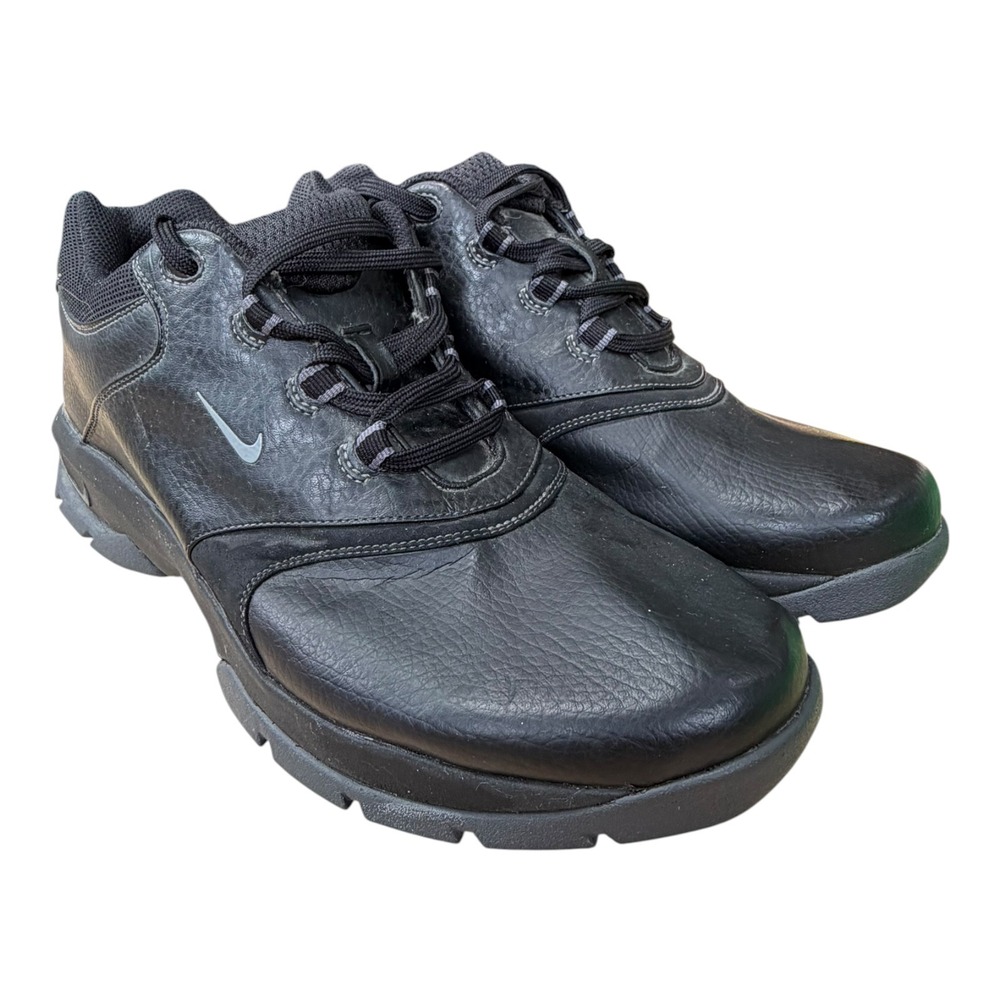 Nike Sport Performance Mens Black Leather Golf Shoes Spiked 309894-001 Size 9